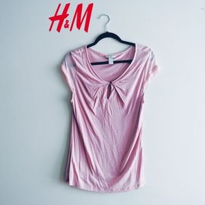 H&M Blush Cap Sleeve Shirt Keyhole Button Front